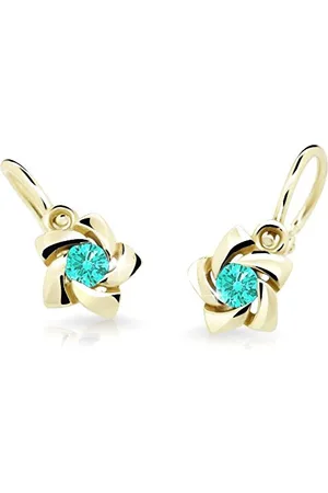 Cutie Jewellery Zlaté dětské náušnice C2201-10-X-1 světle zelená