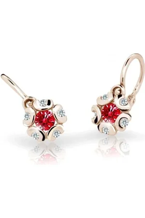 Cutie Jewellery Dětské náušnice z růžového zlata C2178-10-X-4 červená