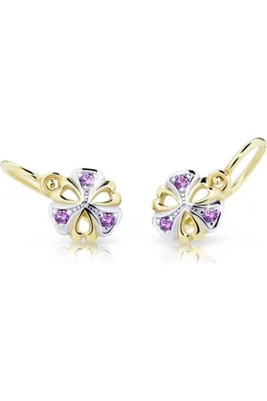 Cutie Jewellery Dětské bicolor náušnice ze žlutého zlata C2230-10-X-1 fialová