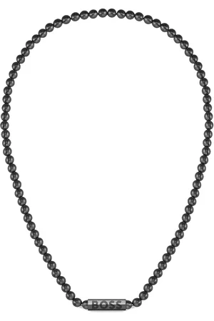 HUGO BOSS Černý náhrdelník z oceli s korálky Sphere 1580657