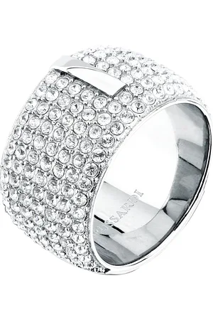 Trussardi Nepřehlédnutelný dámský prsten s krystaly T-Round TJAYF1801 54 mm