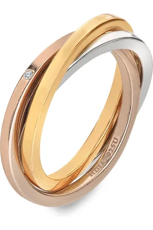 Hot Diamonds Trojitý pozlacený stříbrný prsten s pravým diamantem Trio DR297 50 mm