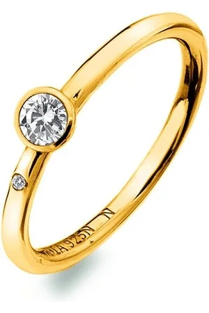 Hot Diamonds Luxusní pozlacený prsten s topazem a diamantem Gemstone DR293 55 mm