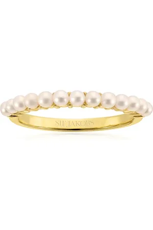Sif Jakobs Půvabný pozlacený s pravými perlami Ellera SJ-R2869-P-YG 50 mm