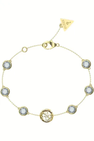 Guess Slušivý pozlacený náramek s krystaly Petra JUBB05099JWYGAQ 18,4 cm