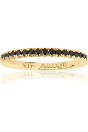 Sif Jakobs Pozlacený prsten s černými kubickými zirkony Ellera SJ-R2869-BK-YG 50 mm