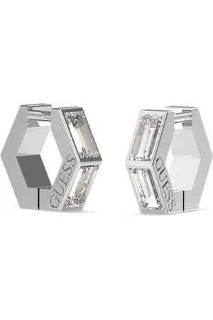 Guess Slušivé ocelové náušnice s čirou zirkonií Huggie Me JUBE03133JWRHT/U