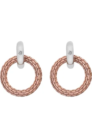 Hot Diamonds Moderní stříbrné bicolor náušnice s diamanty Woven DE692
