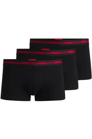 HUGO BOSS Three-pack of stretch-cotton trunks with logo waistbands