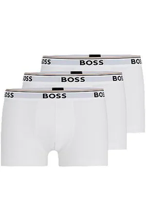 HUGO BOSS Three-pack of stretch-cotton trunks with logo waistbands