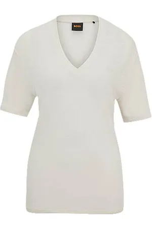 HUGO BOSS V-neck T-shirt in linen