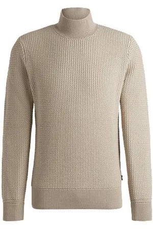 HUGO BOSS Mock-neck sweater in cotton and virgin wool