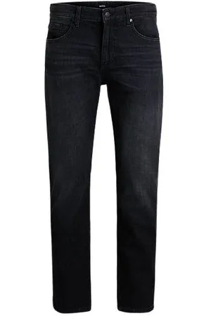 HUGO BOSS Maine Regular-fit jeans in super-soft black Italian denim