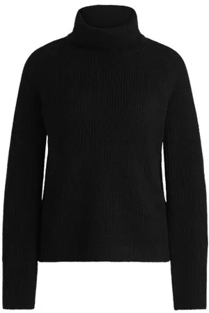 HUGO BOSS Rollneck sweater in a ribbed wool blend