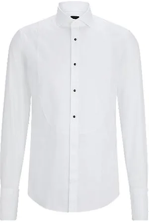 HUGO BOSS Slim-fit dress shirt in easy-iron stretch-cotton poplin
