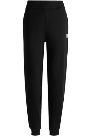 HUGO BOSS Cotton-terry tracksuit bottoms with stacked logo