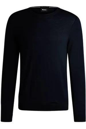HUGO BOSS Slim-fit sweater in merino wool with crew neckline