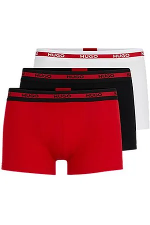 HUGO BOSS Three-pack of stretch-cotton trunks with logo waistbands
