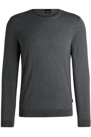 HUGO BOSS Slim-fit sweater in merino wool with crew neckline