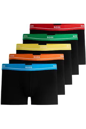 HUGO BOSS Five-pack of stretch-cotton trunks with logo waistbands