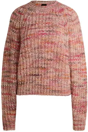HUGO BOSS Alpaca-blend relaxed-fit sweater with multicoloured yarns