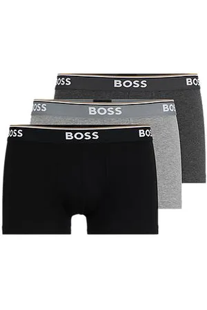 HUGO BOSS Three-pack of stretch-cotton trunks with logo waistbands
