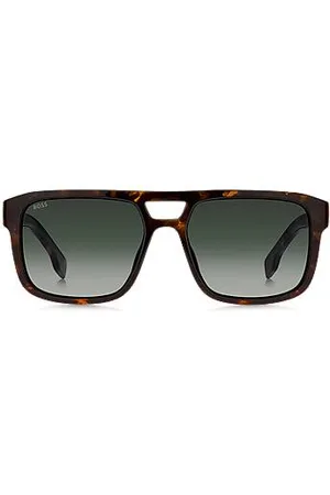 HUGO BOSS Double-bridge sunglasses in patterned acetate with 3D logo