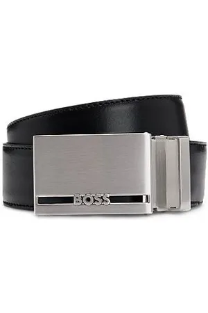 HUGO BOSS Italian-leather reversible belt with pin and plaque buckles