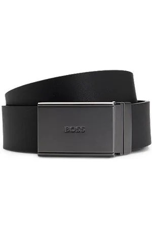 HUGO BOSS Italian-leather reversible belt with pin and plaque buckles
