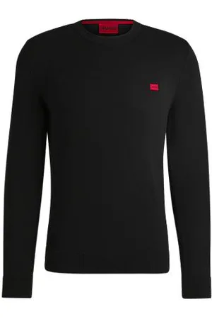 HUGO BOSS Cotton sweater with red logo label