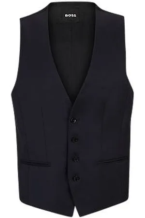 HUGO BOSS Slim-fit waistcoat in virgin-wool serge