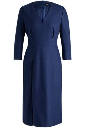 HUGO BOSS V-neck dress in stretch flannel