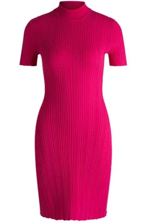 HUGO BOSS Slim-fit dress in irregular-rib crepe