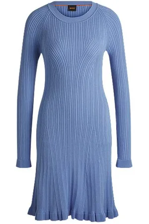 HUGO BOSS Long-sleeved knitted dress with ribbed structure