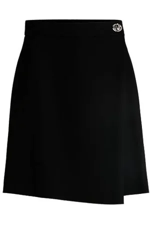 HUGO BOSS Wrap-front skirt with turnlock button