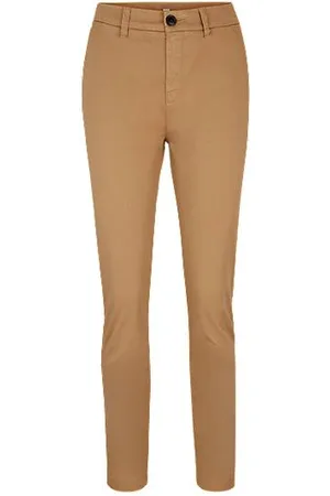 HUGO BOSS Regular-fit trousers in stretch-cotton satin