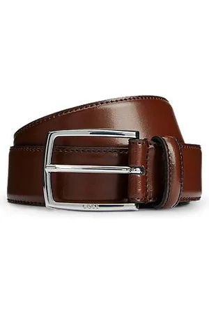 HUGO BOSS Italian-made polished-leather belt with stitching detail