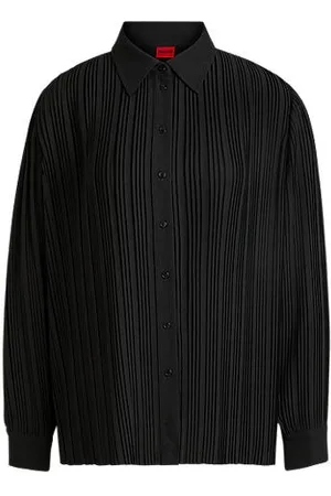 HUGO BOSS Regular-fit blouse in plissé crepe