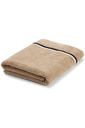 HUGO BOSS Cotton-terry bath sheet with signature-stripe ribbon