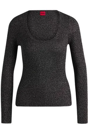 HUGO BOSS Slim-fit sweater in soft yarns with sparkle effect