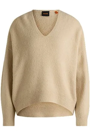 HUGO BOSS Wool-blend relaxed-ft sweater with V neckline