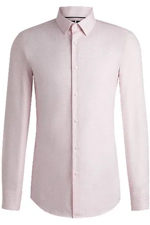 HUGO BOSS Slim-fit shirt in anti-bacterial patterned Oxford cotton