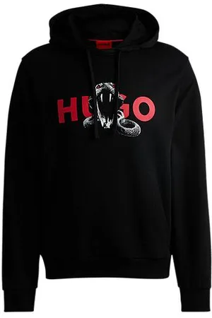 HUGO BOSS Cotton-terry hoodie with animal graphic prints