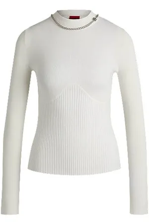 HUGO BOSS Mock-neck sweater with chain collar trim
