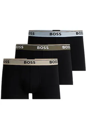 HUGO BOSS Three-pack of stretch-cotton trunks with logo waistbands