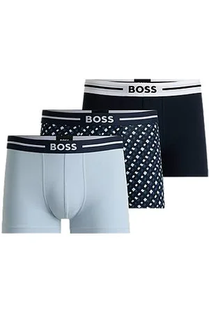 HUGO BOSS Three-pack of stretch-cotton plain and monogrammed trunks