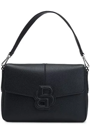 HUGO BOSS Grained faux-leather saddle bag with Double B monogram