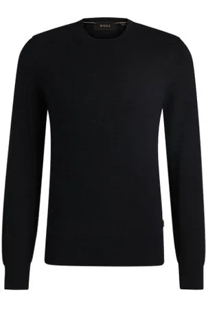 HUGO BOSS Silk sweater with knitted structure in regular fit