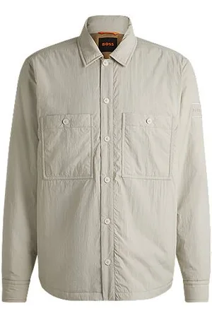 HUGO BOSS Oversized-fit overshirt in crinkle fabric with lightweight padding