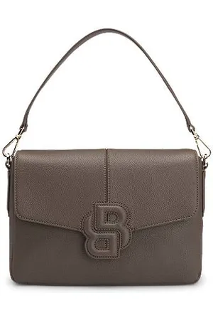 HUGO BOSS Grained faux-leather saddle bag with Double B monogram